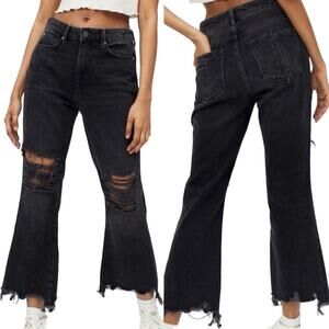 BDG Urban Outfitters Wilco Distressed Black Cropped Flare Jeans Women's 24